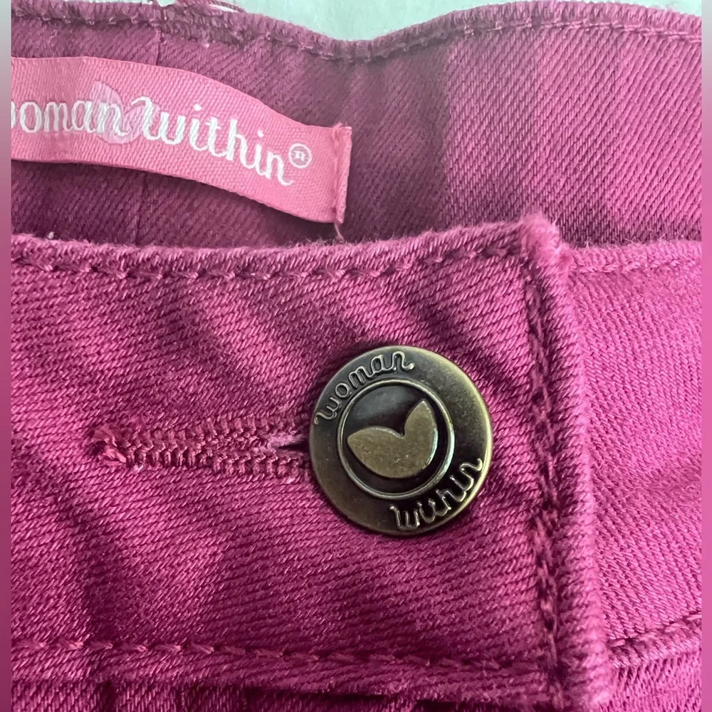 Woman Within Jeans Size 18W. Color is burgundy - Picture 2 of 7